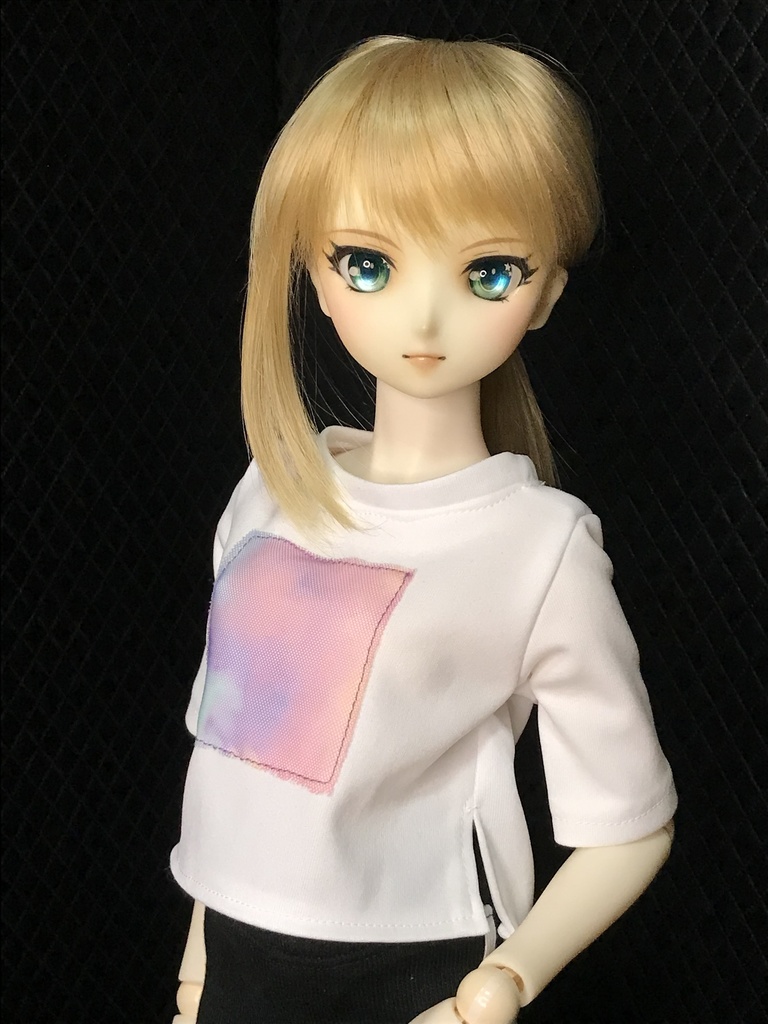 五分袖フロントチュールTシャツDDサイズ《ホワイト》