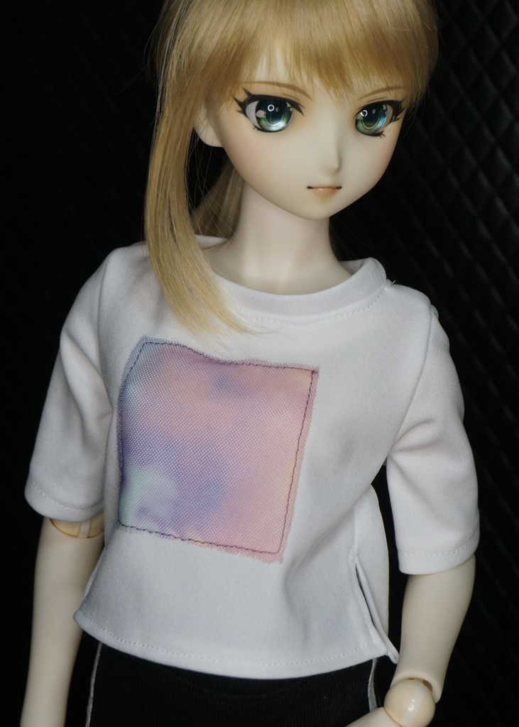 五分袖フロントチュールTシャツDDサイズ《ホワイト》