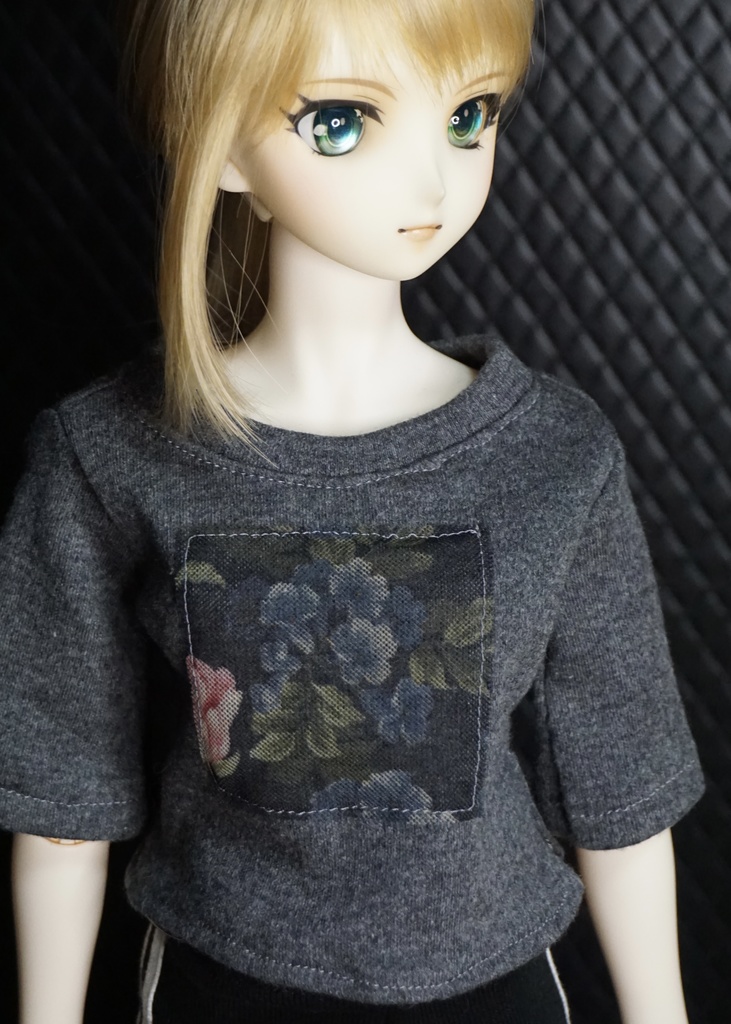 五分袖フロントチュールTシャツDDサイズ《グレー》