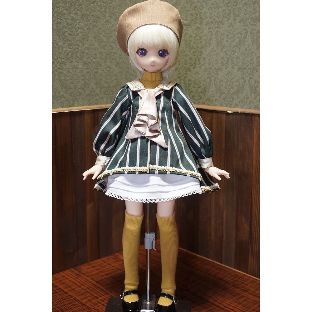 MDD・kumako等　Aラインレジメンタルワンピースセット【モスグリーン】