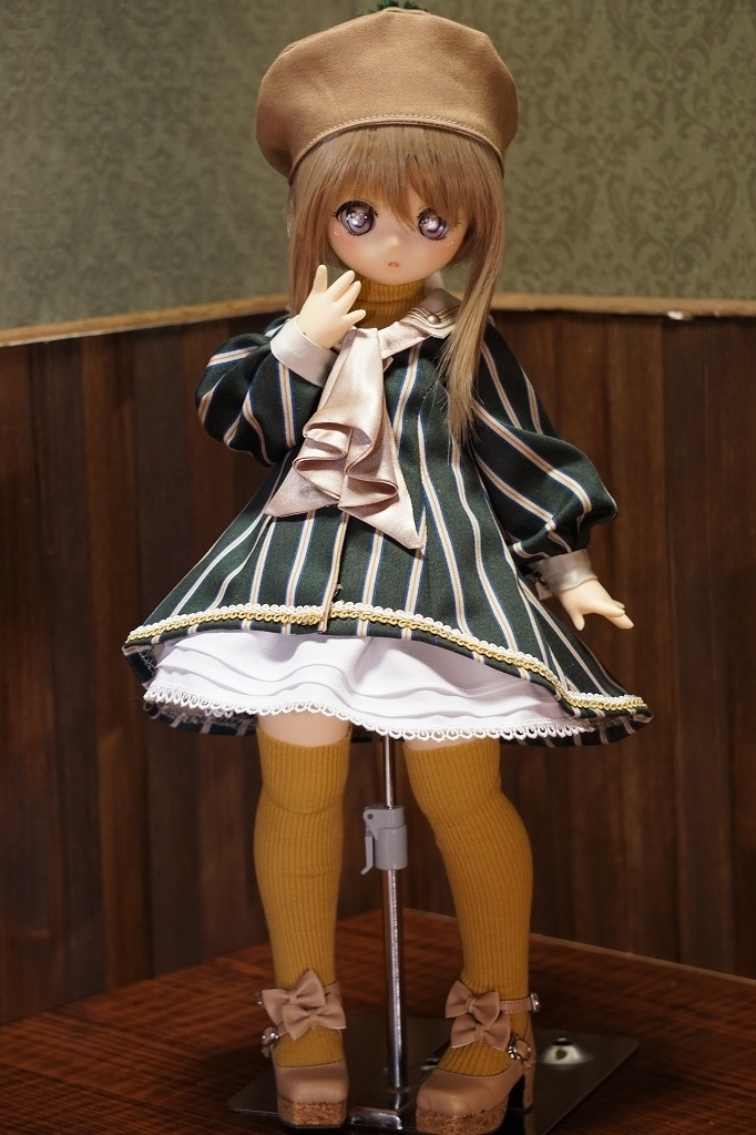 MDD・kumako等　Aラインレジメンタルワンピースセット【モスグリーン】