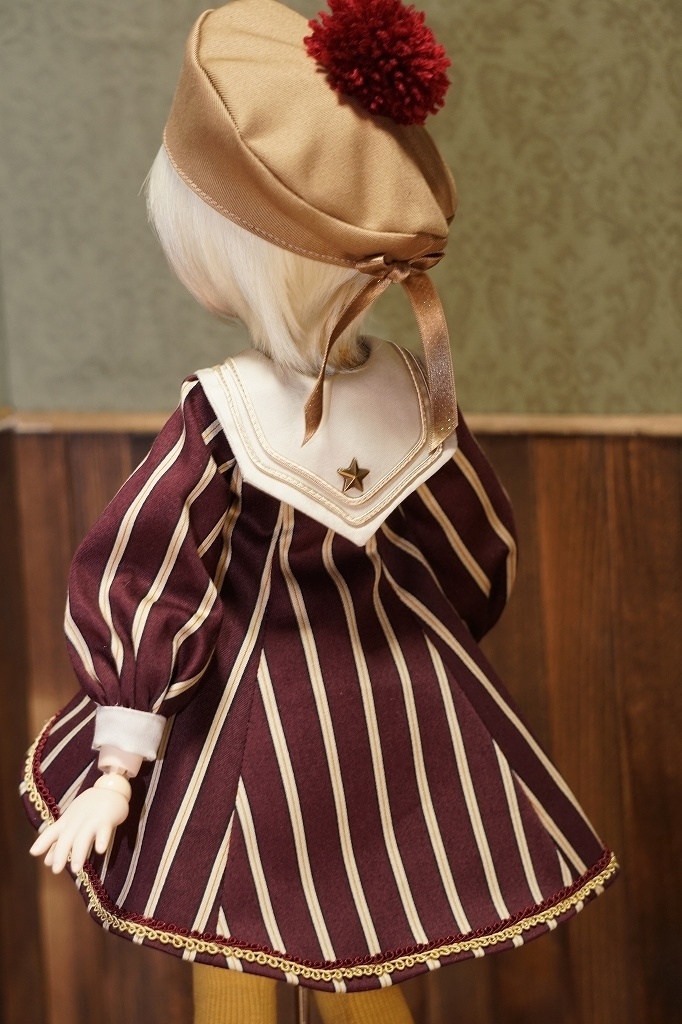 MDD・kumako等　Aラインレジメンタルワンピースセット【ボルドー】