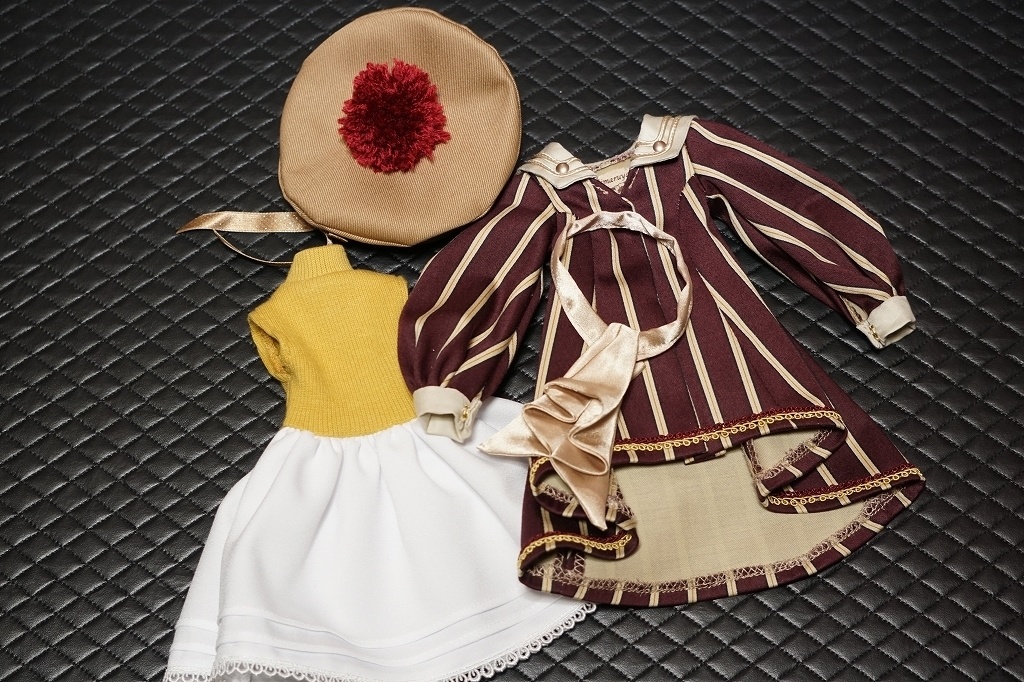MDD・kumako等　Aラインレジメンタルワンピースセット【ボルドー】