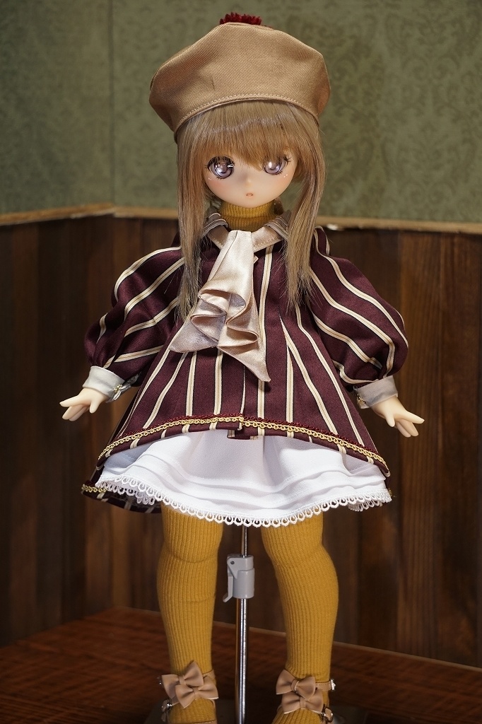 MDD・kumako等　Aラインレジメンタルワンピースセット【ボルドー】