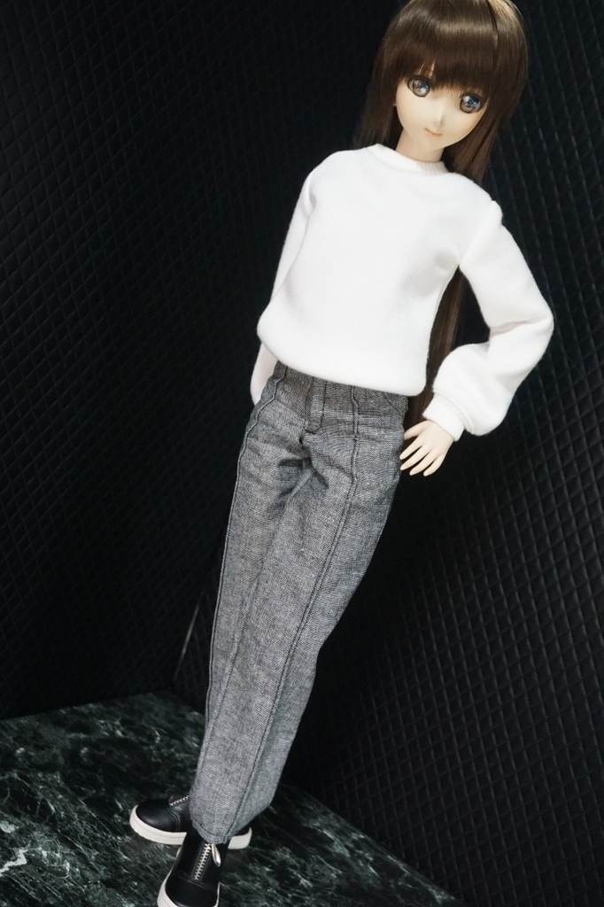 DDサイズ　ダンガリーワイドパンツ単品《ブラック》