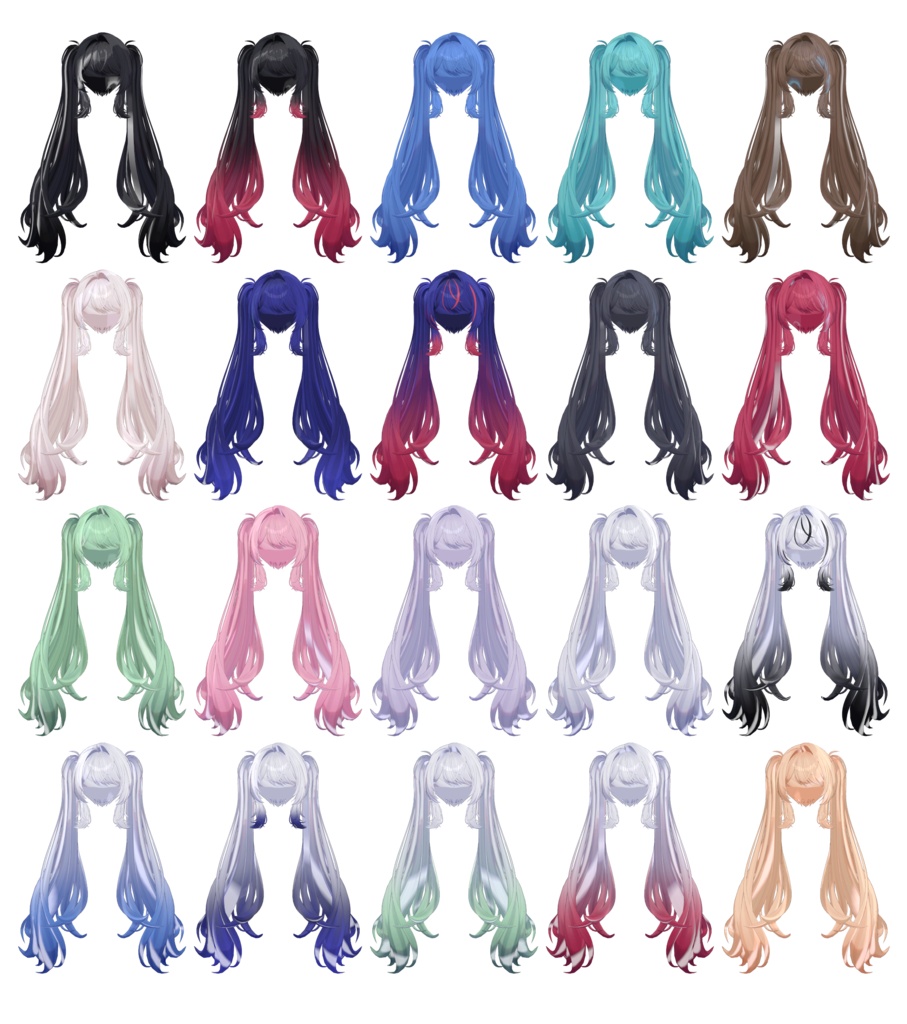 ✨期間限定SALE✨ ¥850 → ¥400【VRC Hair】【Melty Long Wave Twin tails】【メルティウェーブロングツインテール】