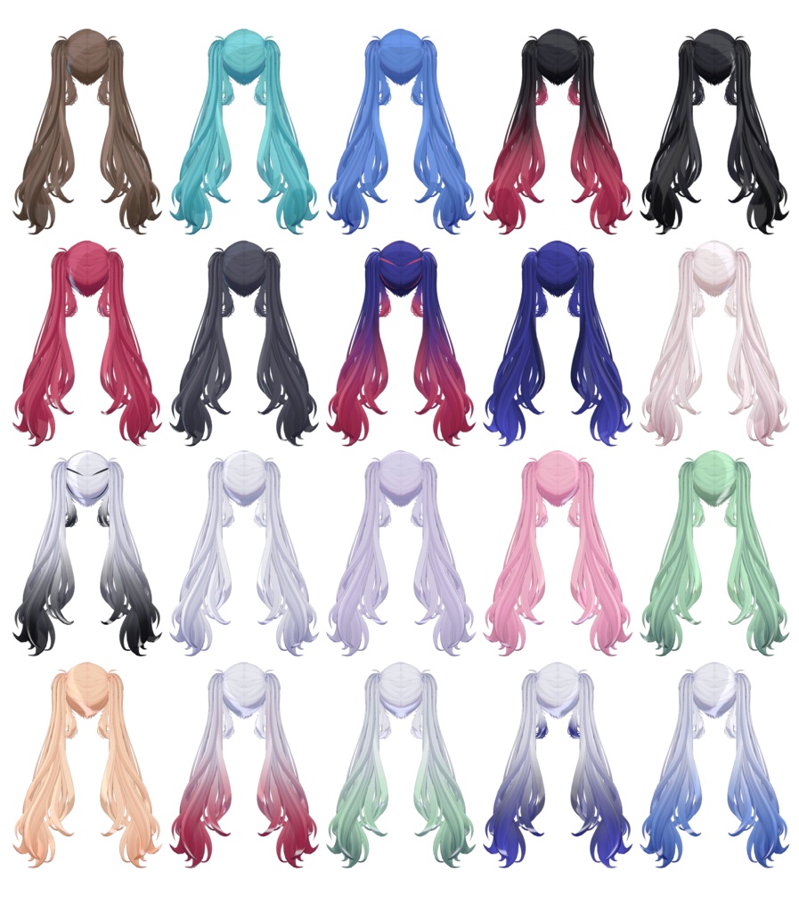 ✨期間限定SALE✨ ¥850 → ¥400【VRC Hair】【Melty Long Wave Twin tails】【メルティウェーブロングツインテール】