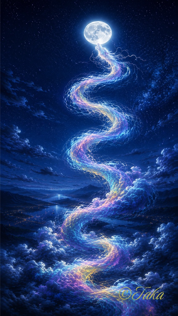 光の道 ― 朝・昼・夜 ―幻想虹龍と光