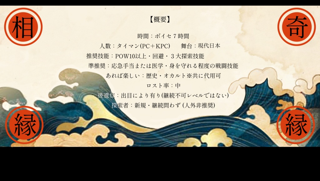 CoCシナリオ【逢ふは別れのと雖も】SPLL:E199987