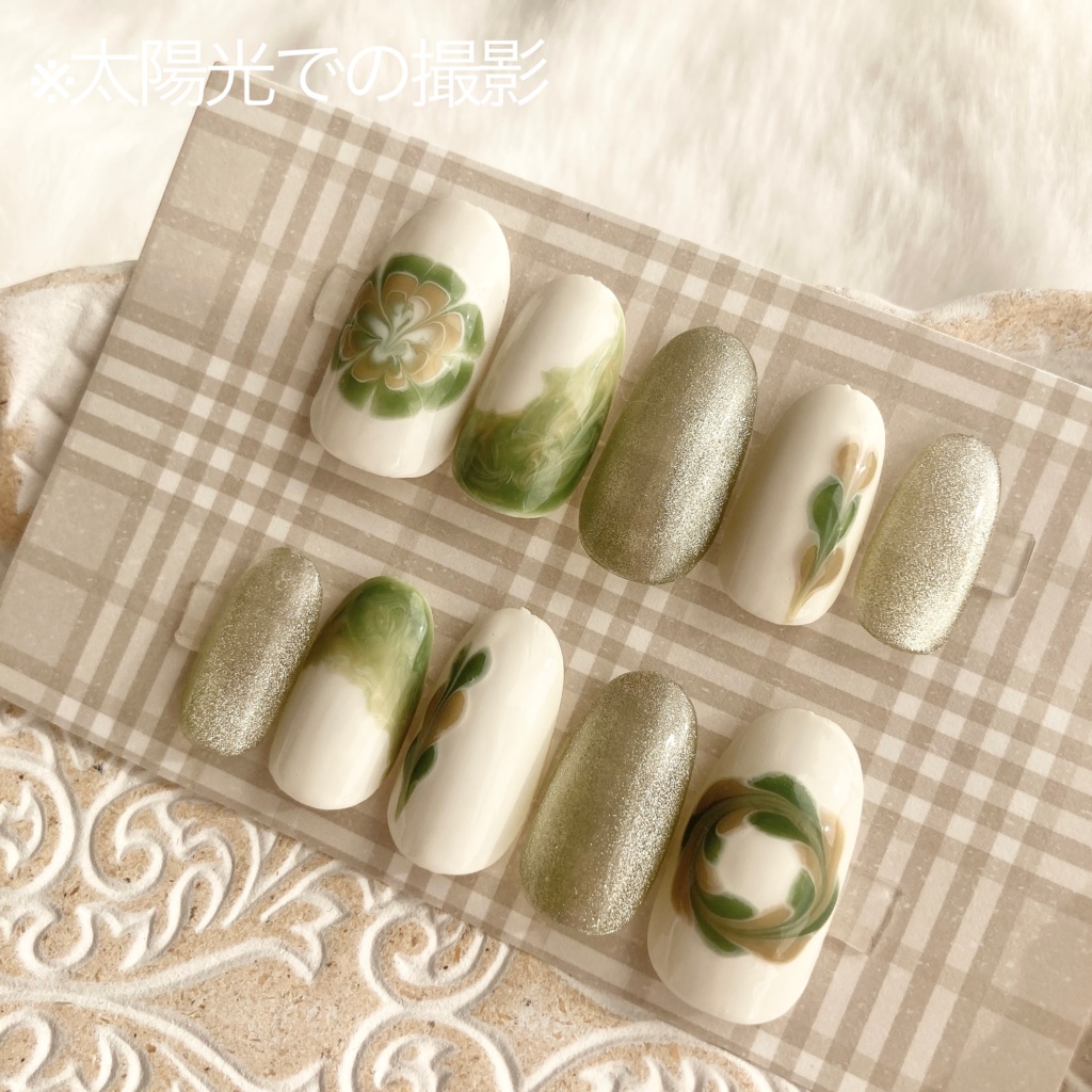 ネイルチップ 抹茶ラテ