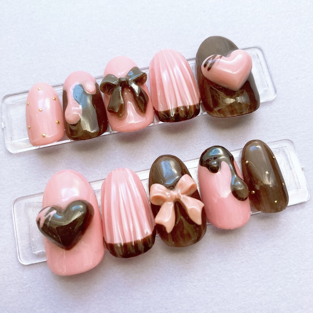 ネイルチップ いちご チョコレート