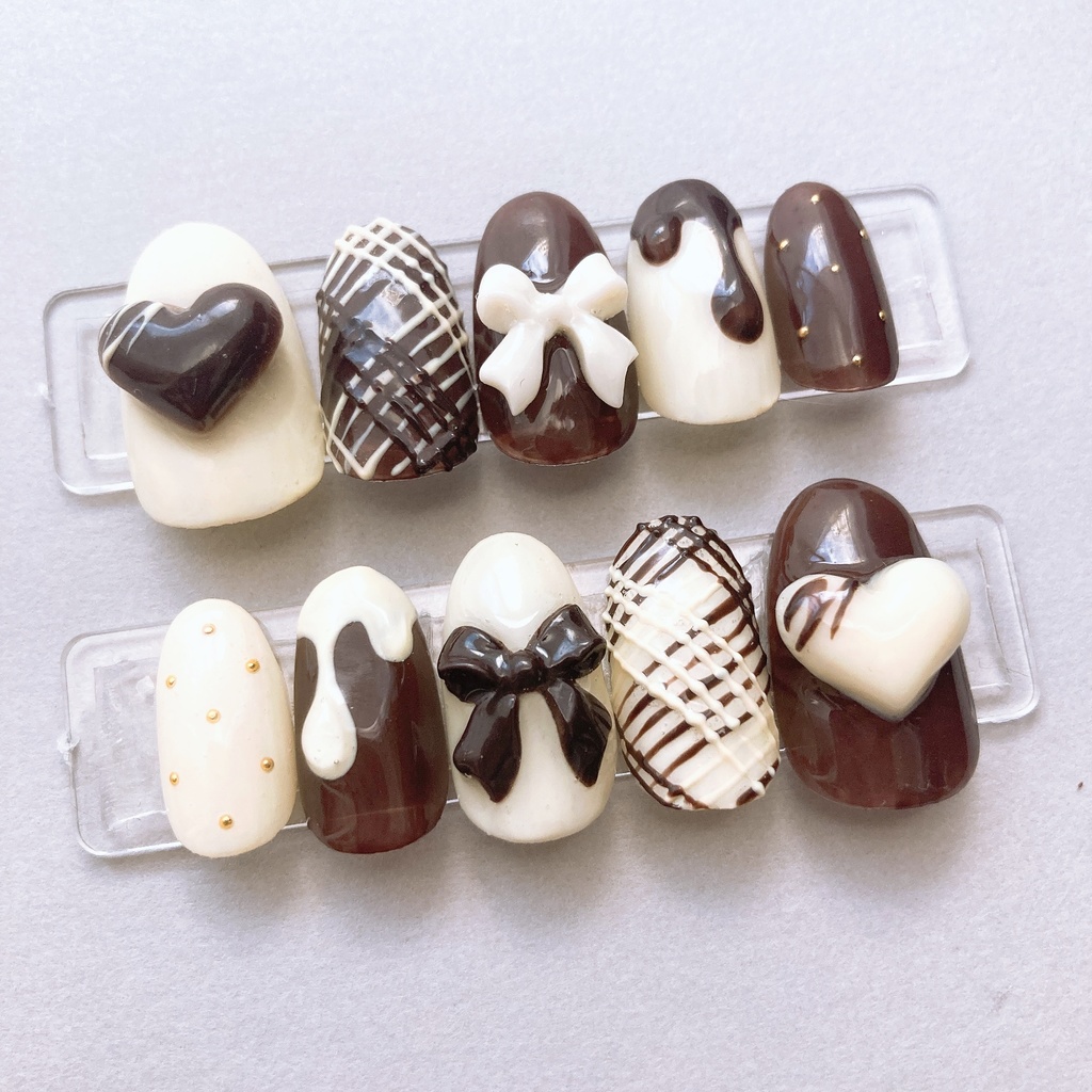 ネイルチップ ホワイトチョコ チョコレート バレンタインネイル