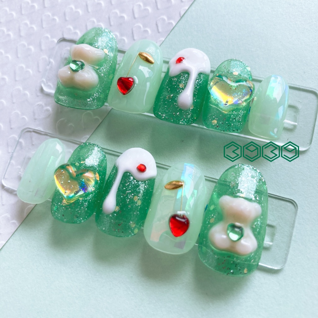 ネイルチップ クリームソーダ くまちゃん ver.2