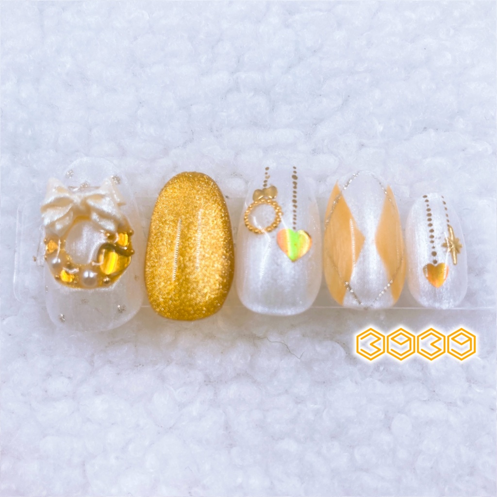 クリスマスリースネイル パープル ピンク ライトブルー ライトグリーン イエロー