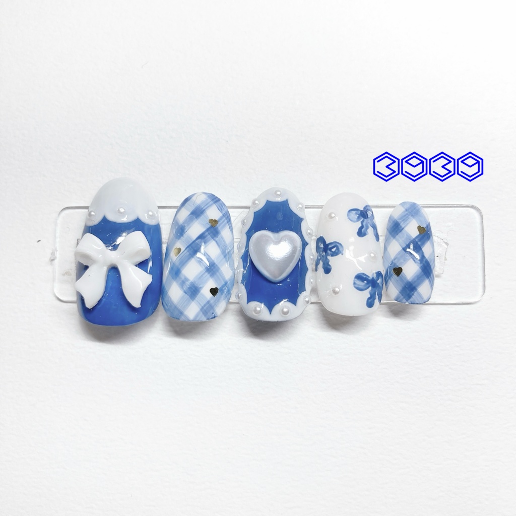 チェック×リボン パープル ピンク レッド オレンジ イエロー グリーン ブルー ライトブルー