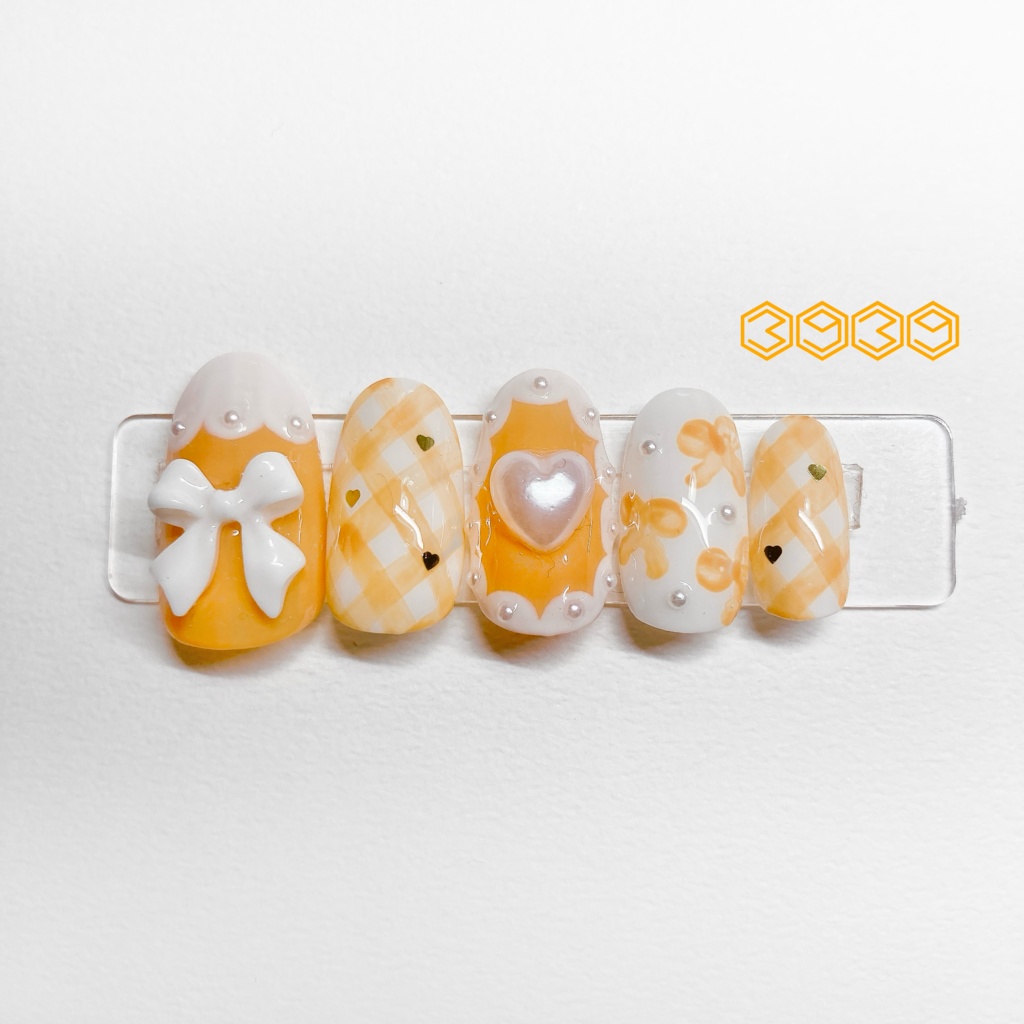 チェック×リボン パープル ピンク レッド オレンジ イエロー グリーン ブルー ライトブルー