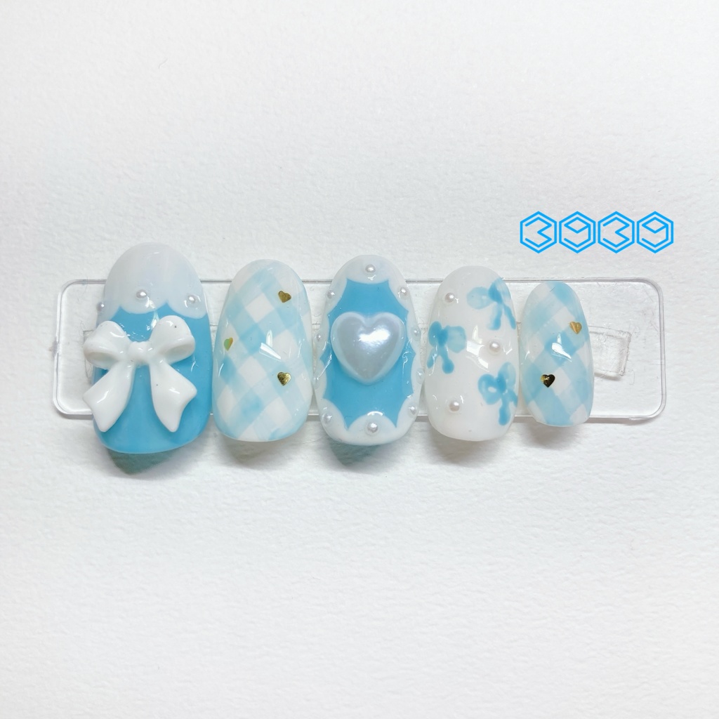 チェック×リボン パープル ピンク レッド オレンジ イエロー グリーン ブルー ライトブルー