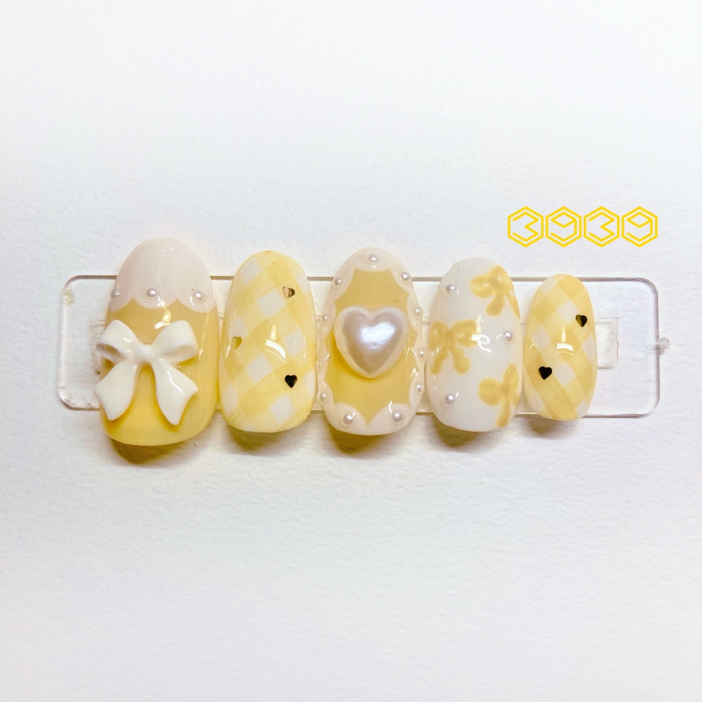 チェック×リボン パープル ピンク レッド オレンジ イエロー グリーン ブルー ライトブルー