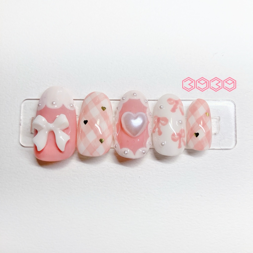 チェック×リボン パープル ピンク レッド オレンジ イエロー グリーン ブルー ライトブルー