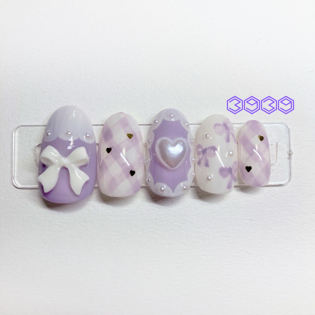 チェック×リボン パープル ピンク レッド オレンジ イエロー グリーン ブルー ライトブルー