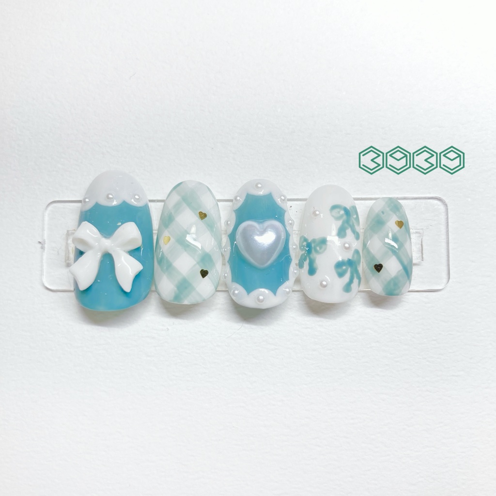 チェック×リボン パープル ピンク レッド オレンジ イエロー グリーン ブルー ライトブルー