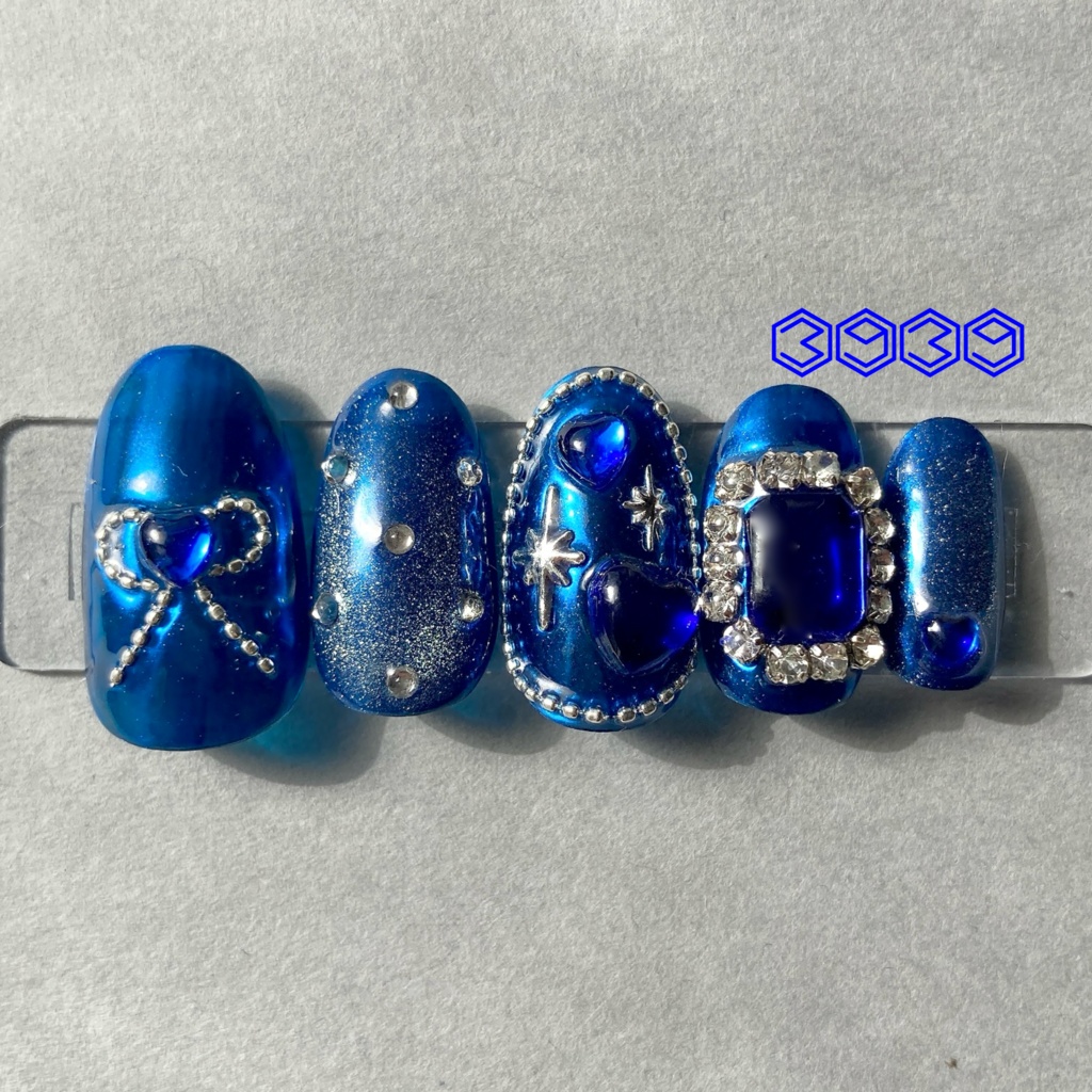 ネイルチップ ミラーリボン シルバー ピンク レッド パープル ライトブルー ブルー