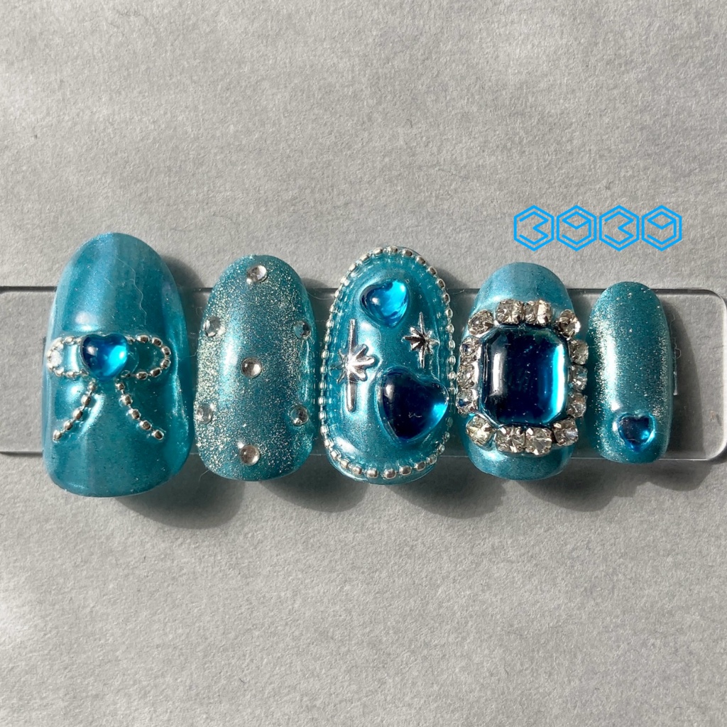 ネイルチップ ミラーリボン シルバー ピンク レッド パープル ライトブルー ブルー