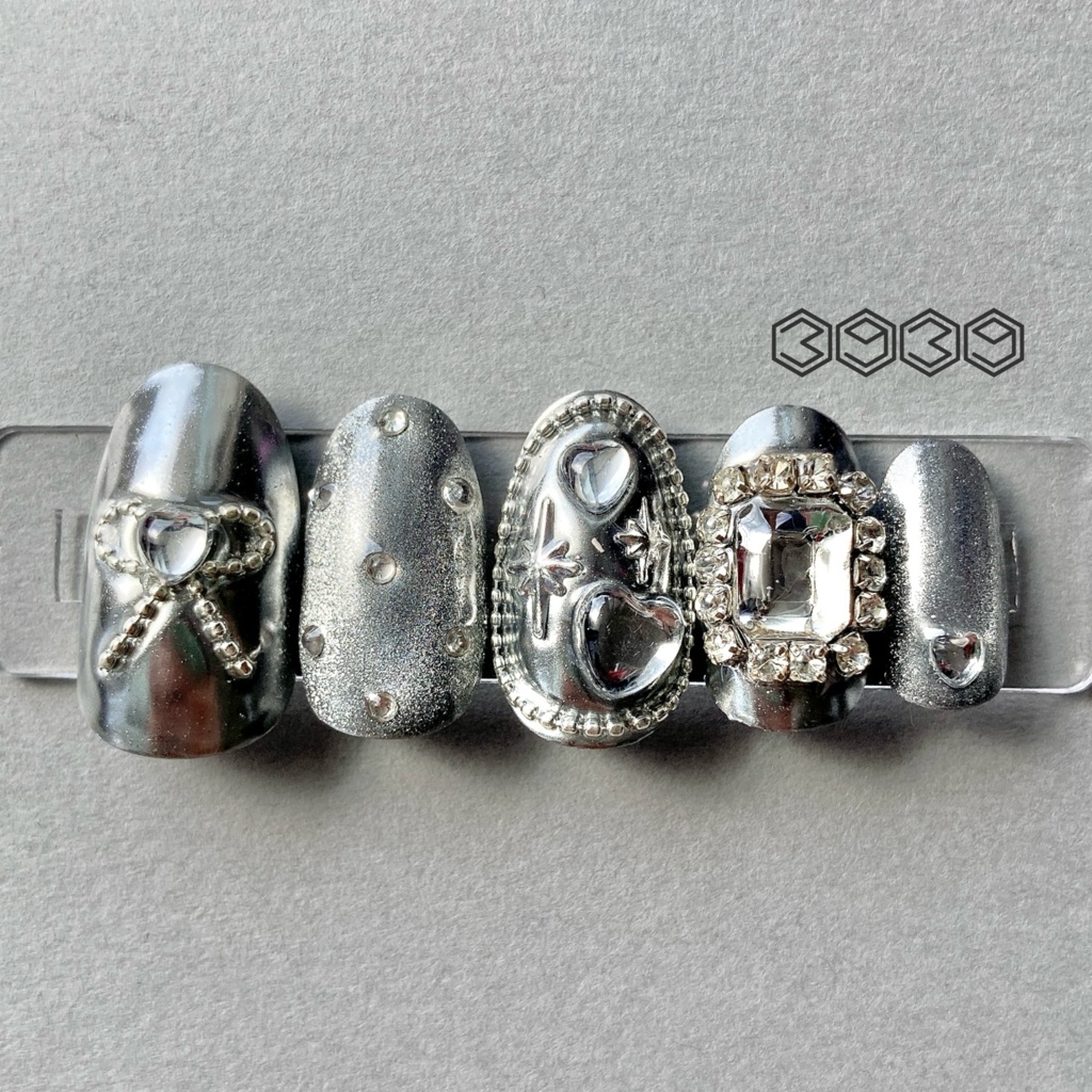 ネイルチップ ミラーリボン シルバー ピンク レッド パープル ライトブルー ブルー