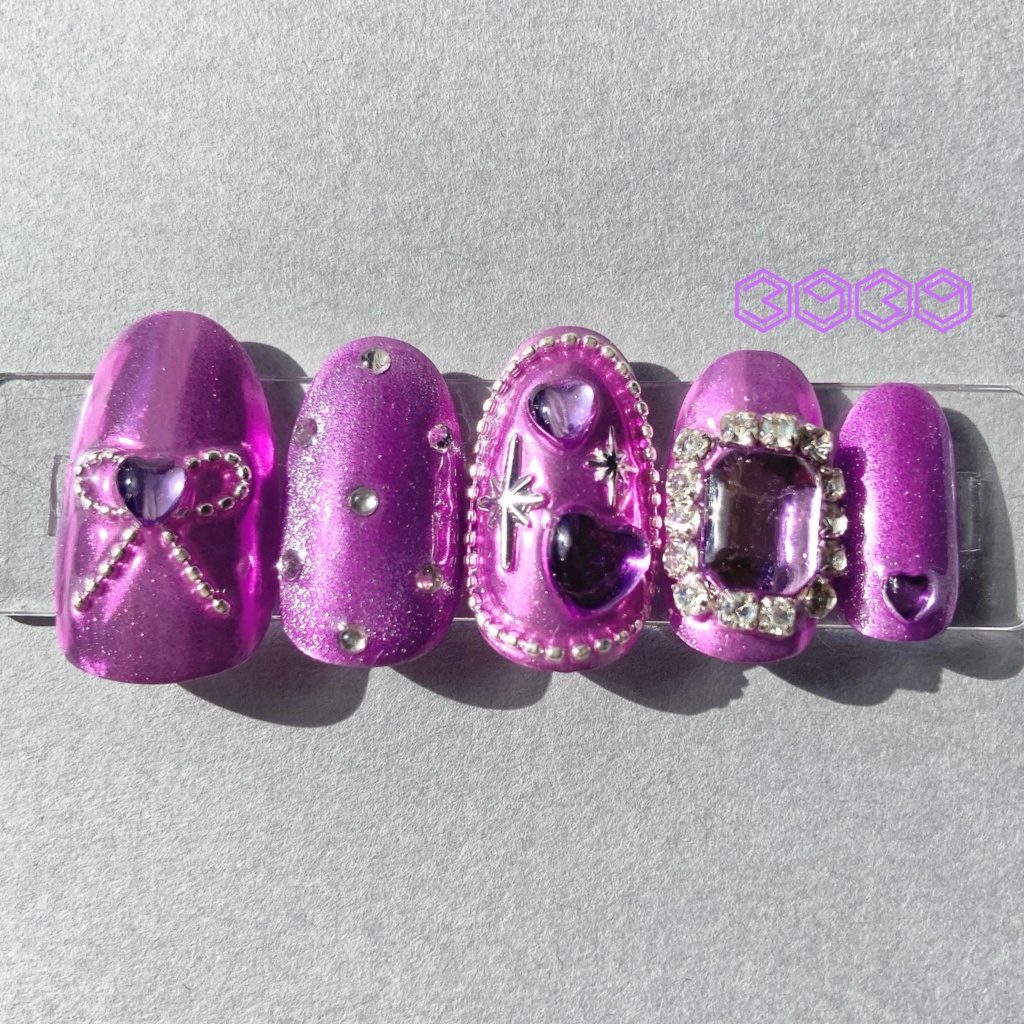 ネイルチップ ミラーリボン シルバー ピンク レッド パープル ライトブルー ブルー