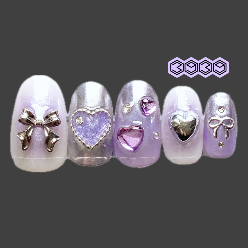 ネイルチップ 付け爪 Y2Kネイル ブラック ピンク イエロー グリーン ブルー パープル 韓国ネイル