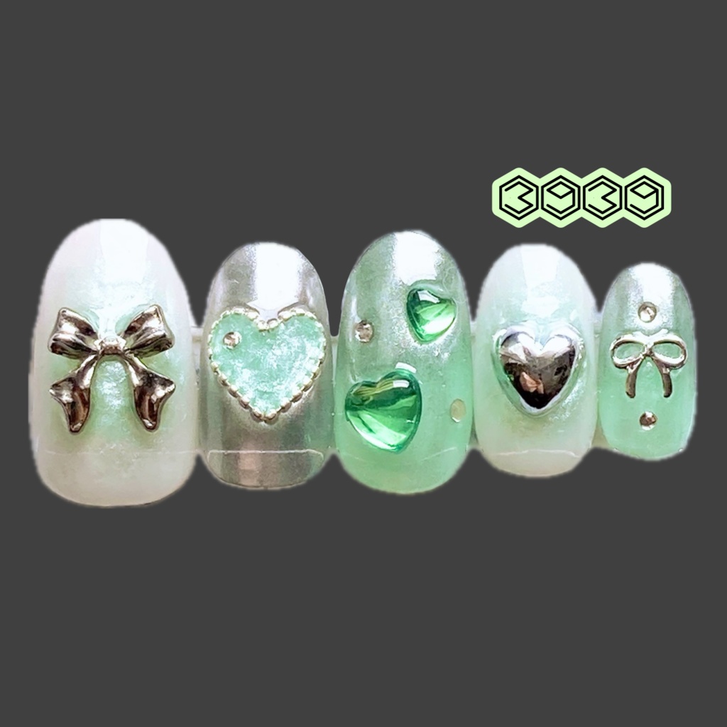 ネイルチップ 付け爪 Y2Kネイル ブラック ピンク イエロー グリーン ブルー パープル 韓国ネイル