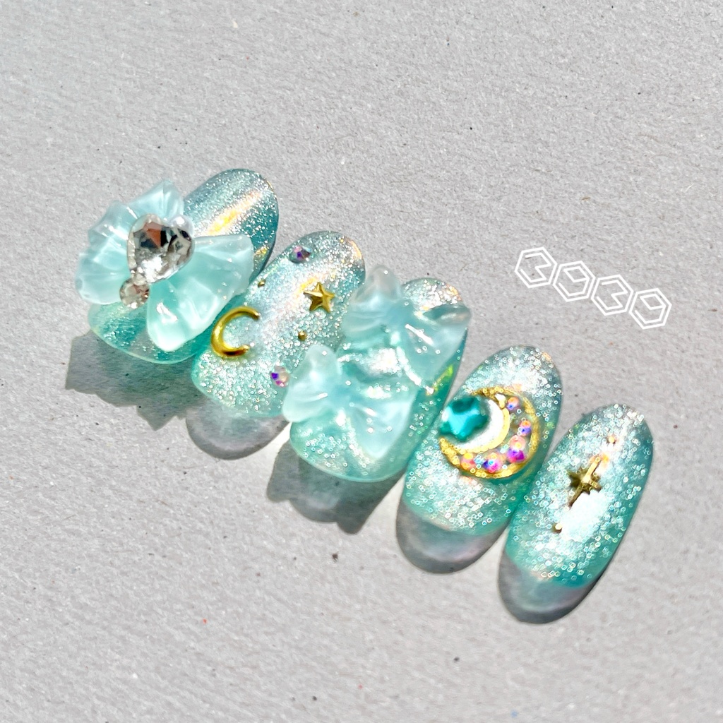 ネイルチップ 付け爪 空色ネイル ピンク オレンジ ブルー パープル星空ネイル