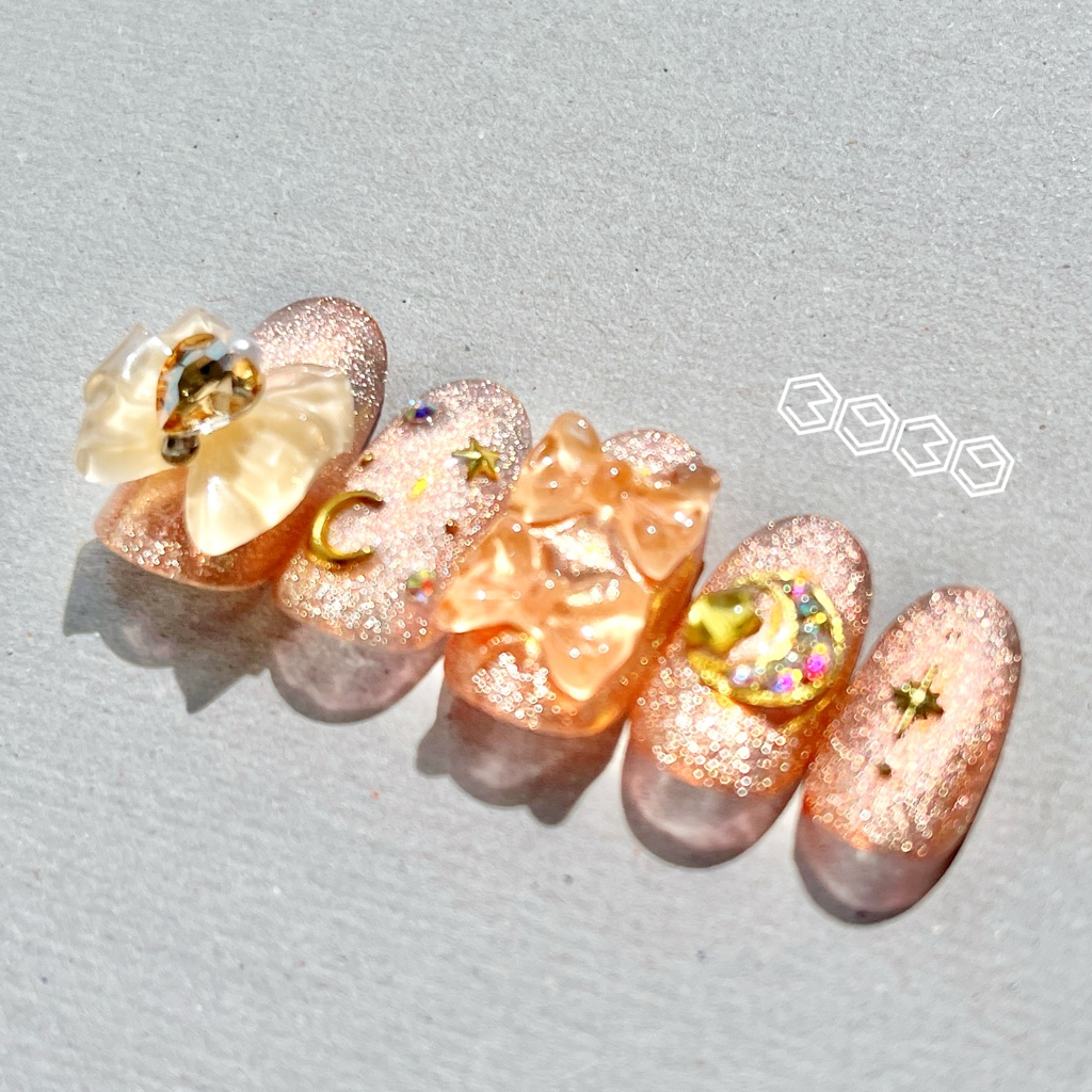 ネイルチップ 付け爪 空色ネイル ピンク オレンジ ブルー パープル星空ネイル