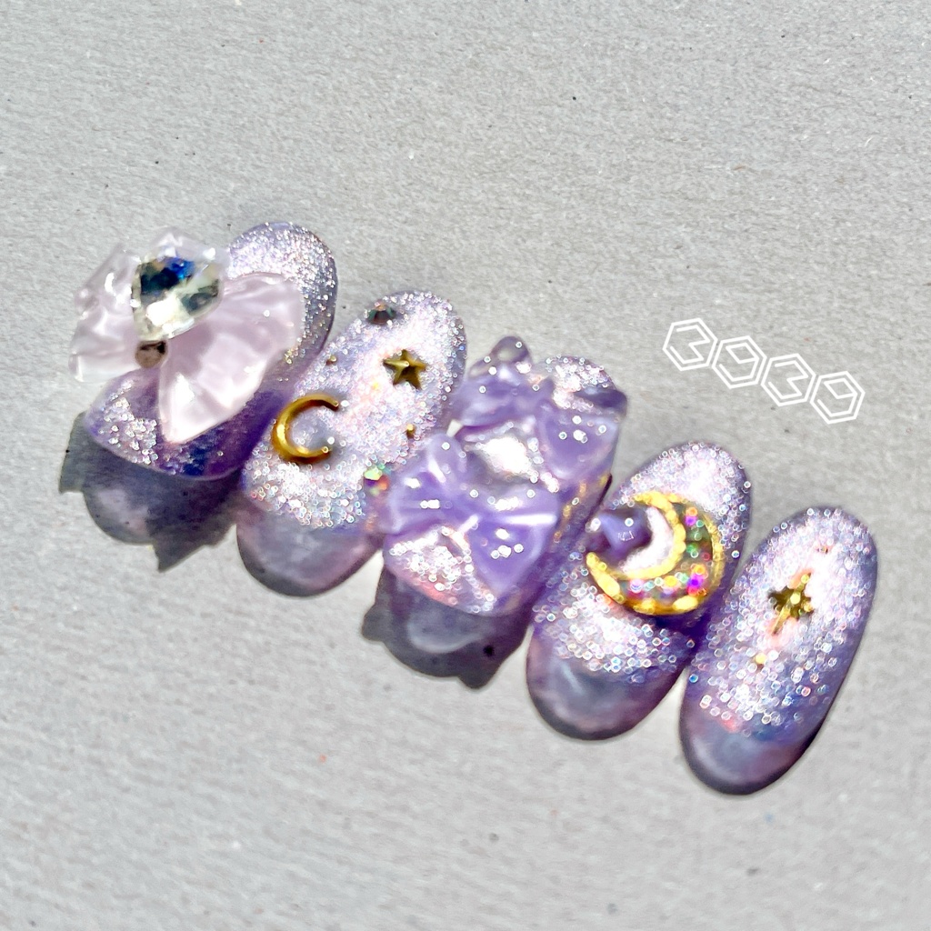 ネイルチップ 付け爪 空色ネイル ピンク オレンジ ブルー パープル星空ネイル