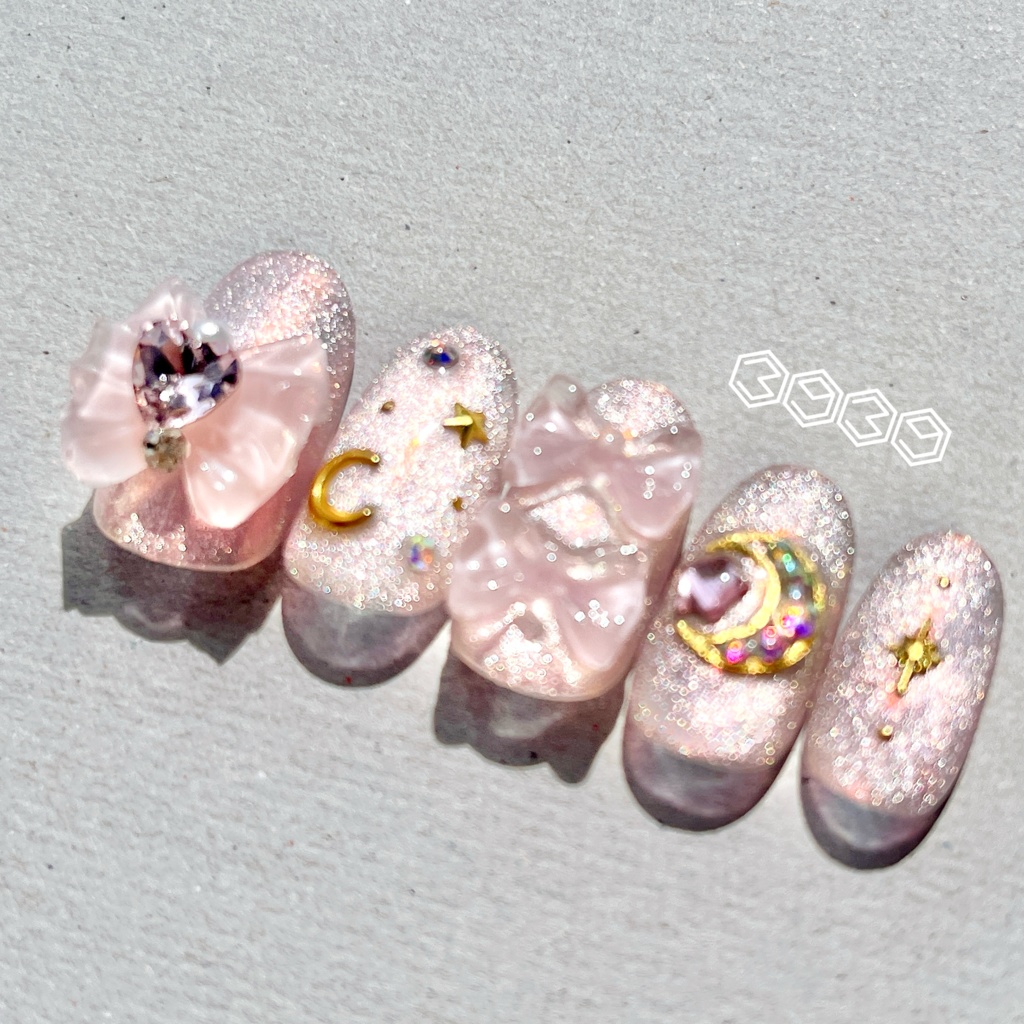 ネイルチップ 付け爪 空色ネイル ピンク オレンジ ブルー パープル星空ネイル