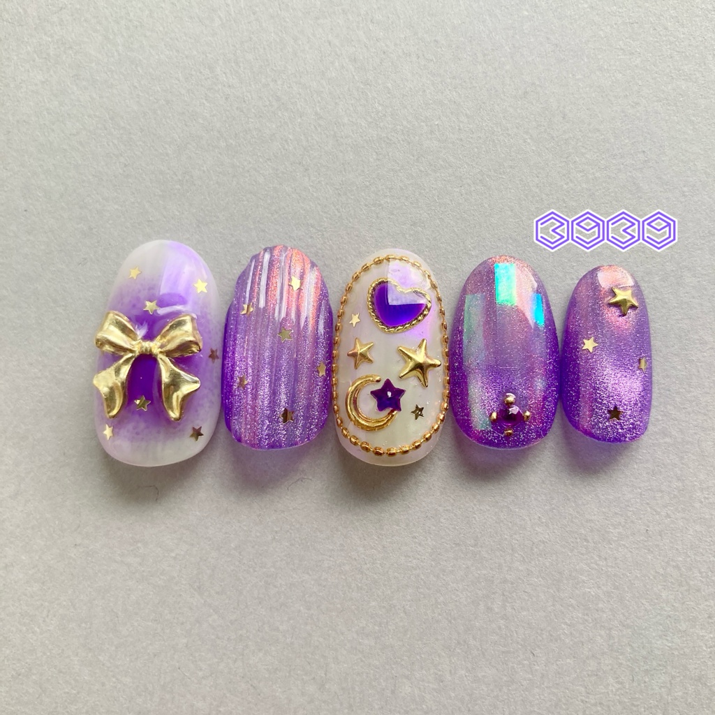 ネイルチップ 付け爪 空色ネイル×バカラネイル グリーン ブルー ライトブルー パープル ピンク レッド オレンジ イエロー 推し活ネイル