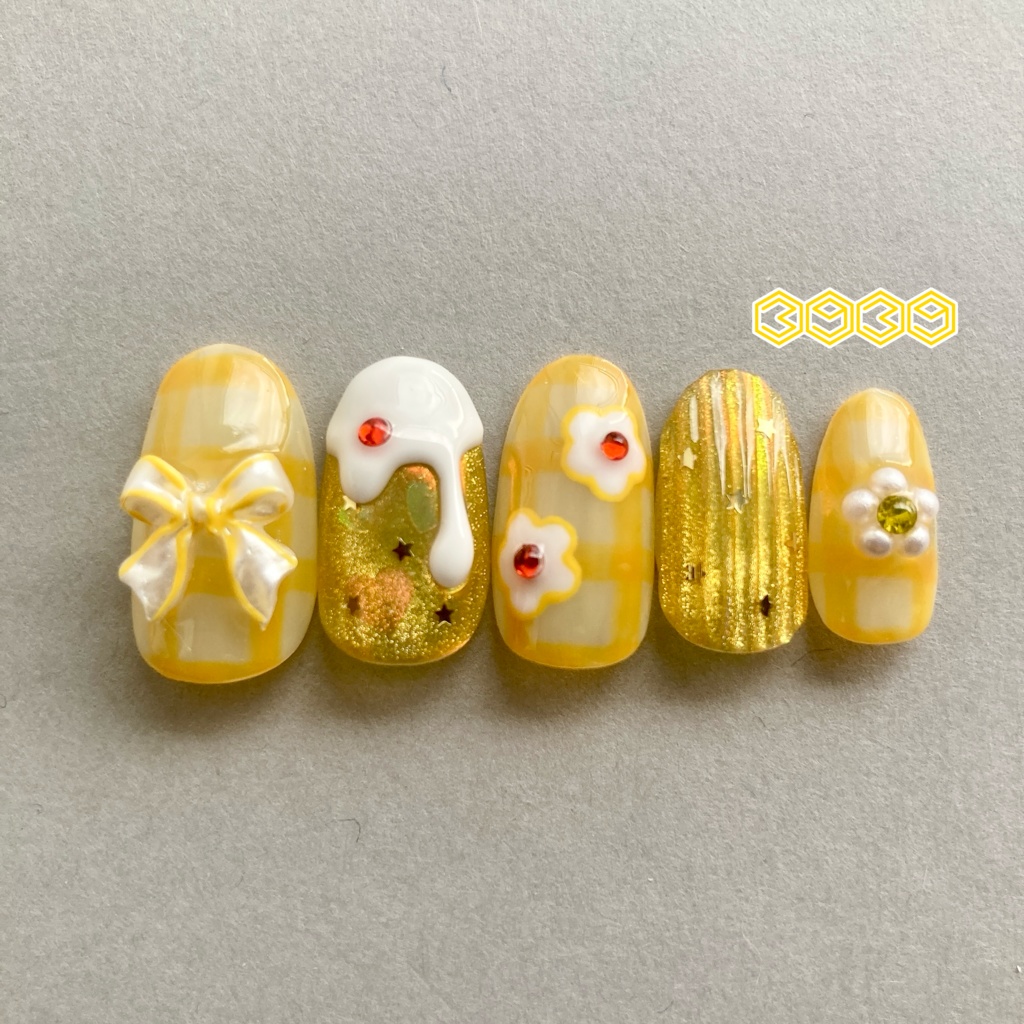 ネイルチップ 付け爪 クリームソーダネイル×バカラネイル グリーン ブルー ライトブルー パープル ピンク レッド オレンジ イエロー 推し活ネイル