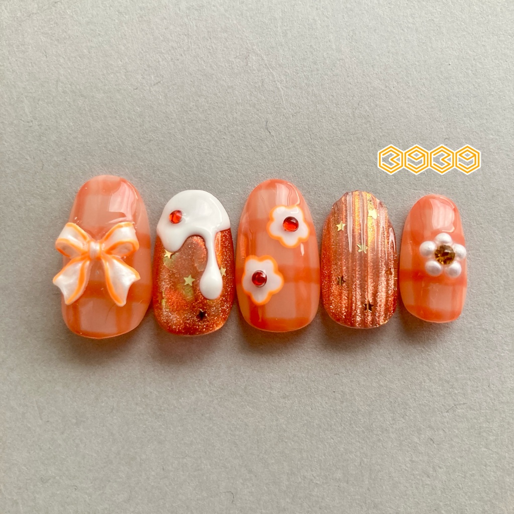 ネイルチップ 付け爪 クリームソーダネイル×バカラネイル グリーン ブルー ライトブルー パープル ピンク レッド オレンジ イエロー 推し活ネイル