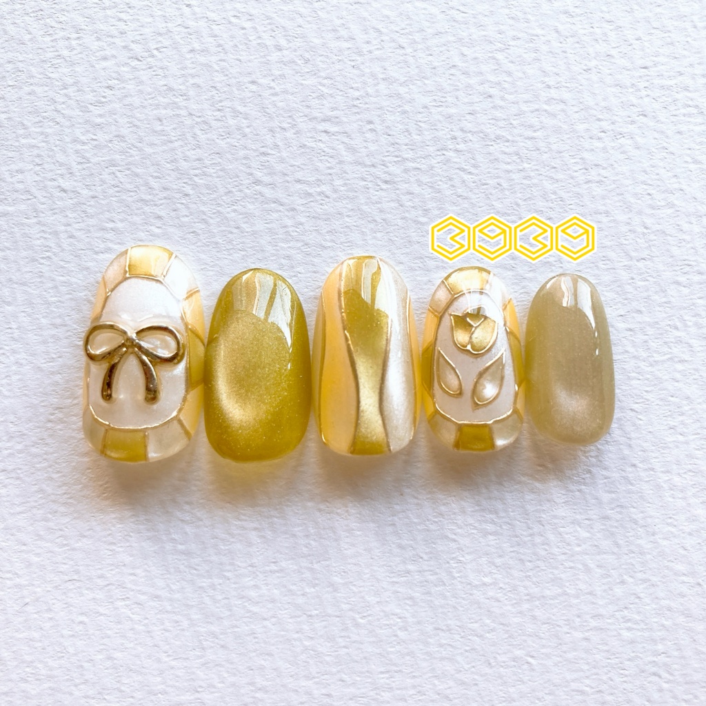 ネイルチップ ステンドグラスネイル リボンネイル 夏ネイル 推しネイル 付け爪 白 ブルー 青 水色 パープル 紫 グリーン 緑 イエロー 黄色 オレンジ ピンク 推し活ネイル メンカラネイル 付け爪