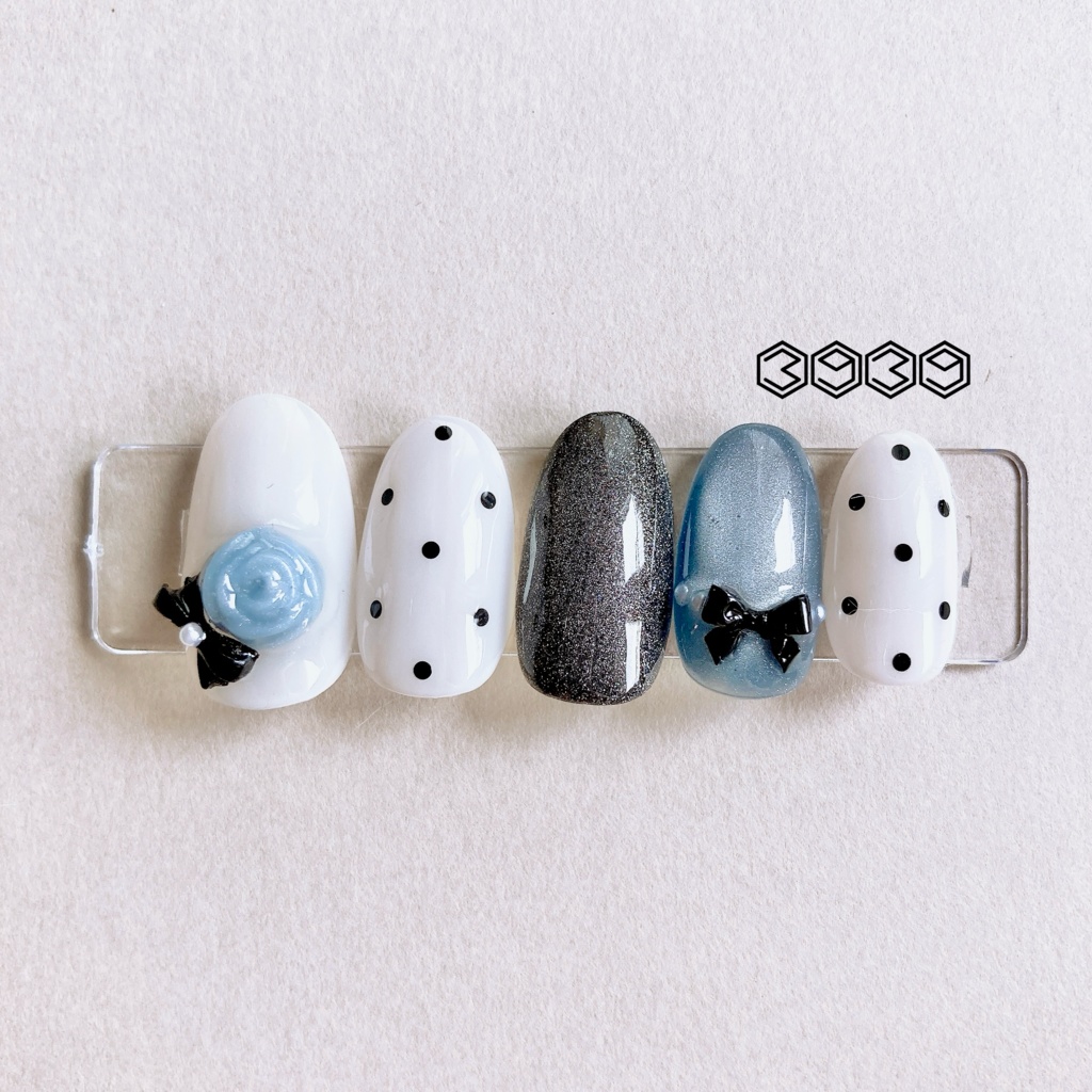 ネイルチップ パステルローズネイル モノトーンネイル 推しネイル 付け爪 白 ブルー 青 水色 パープル 紫 グリーン 緑 イエロー 黄色 オレンジ ピンク 推し活ネイル メンカラネイル