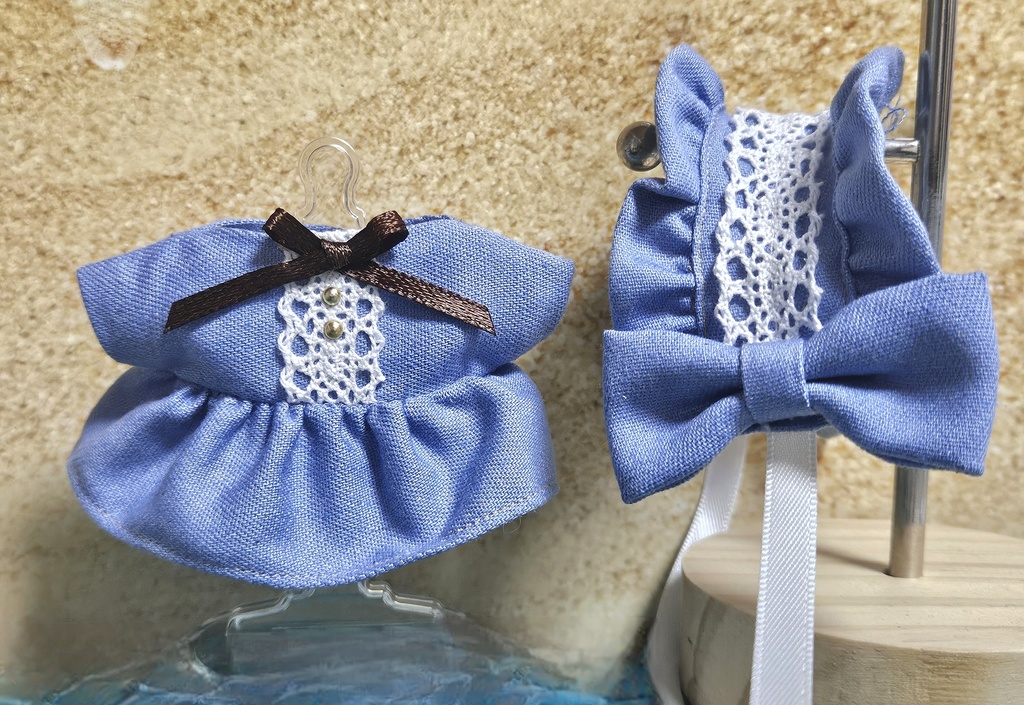【8/13頒布】(ぬい)デニムワンピ+ヘッドドレスセット