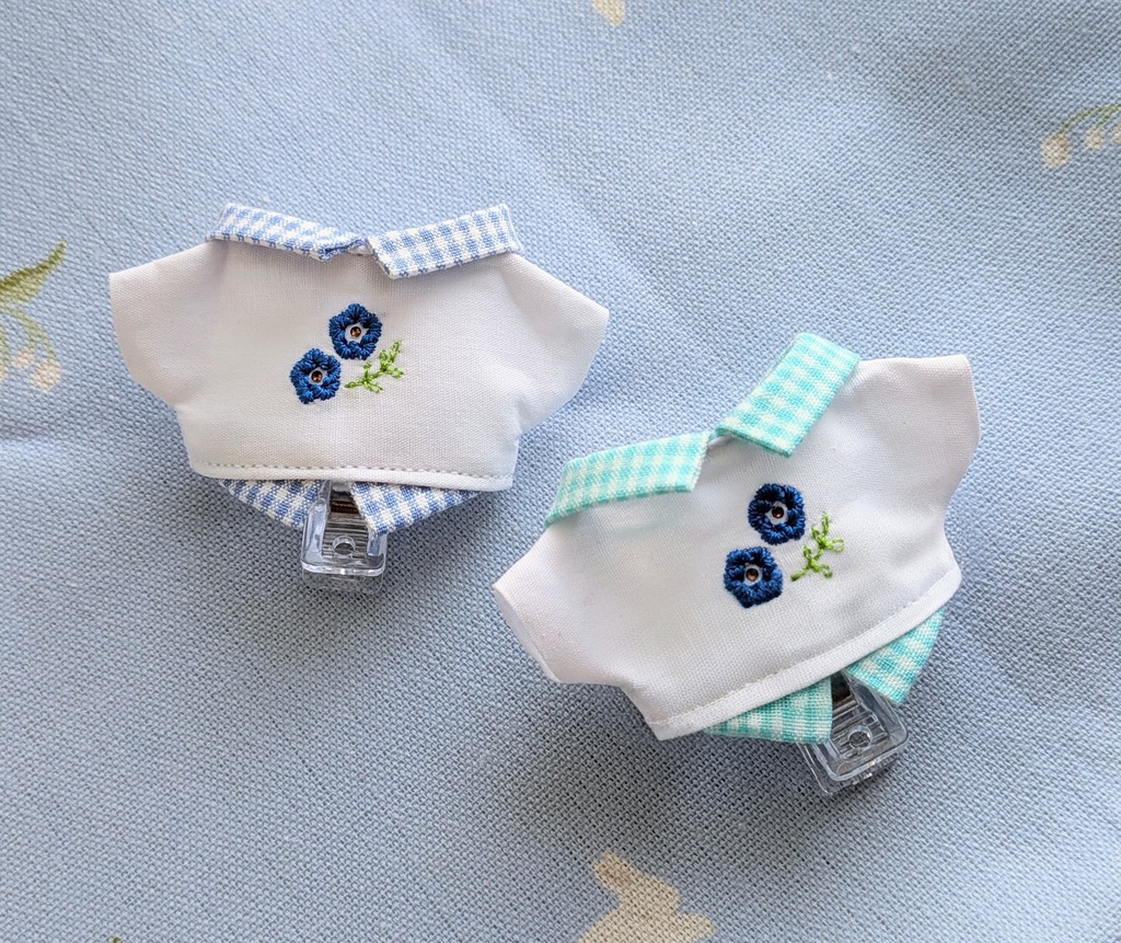 (ぬい)ネモフィラ刺繍シャツ