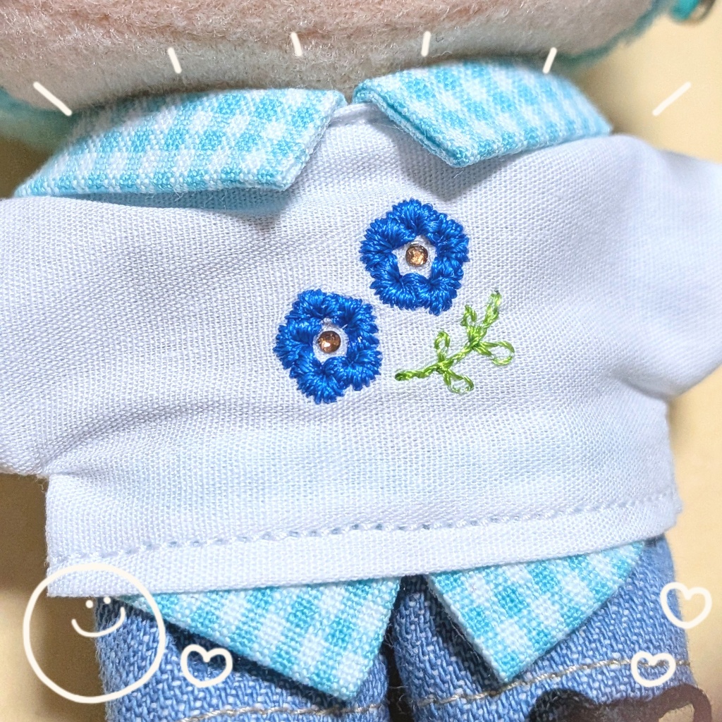 (ぬい)ネモフィラ刺繍シャツ