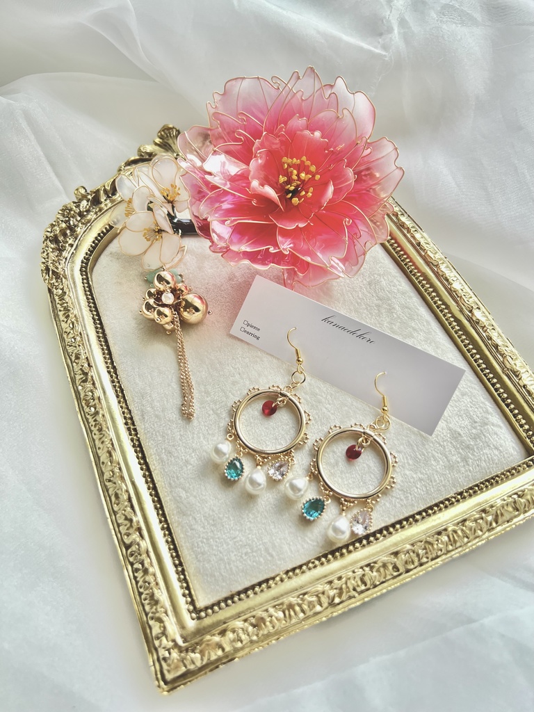 和泉守兼定モチーフ牡丹の花・梅の花セット・ピアス(イヤリング)