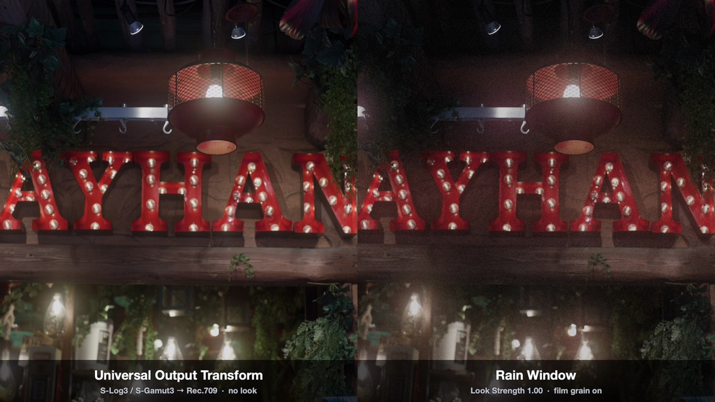 Rain Window|DaVinci Resolve 用 沈んだ街に赤だけが残るルックDCTL(マット・ハレーション・11カメラ対応)