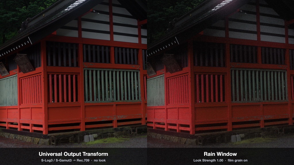 Rain Window|DaVinci Resolve 用 沈んだ街に赤だけが残るルックDCTL(マット・ハレーション・11カメラ対応)