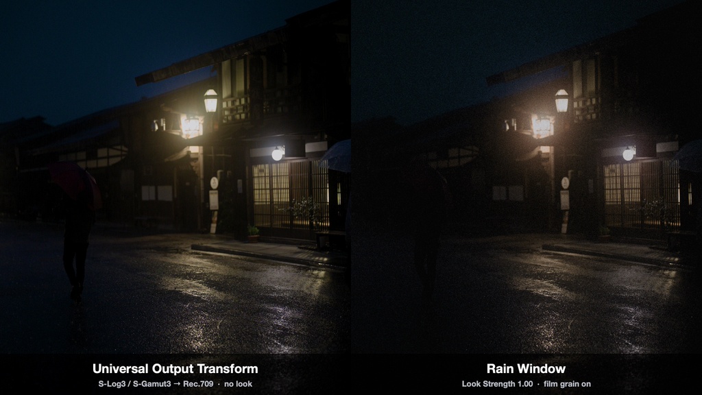 Rain Window|DaVinci Resolve 用 沈んだ街に赤だけが残るルックDCTL(マット・ハレーション・11カメラ対応)