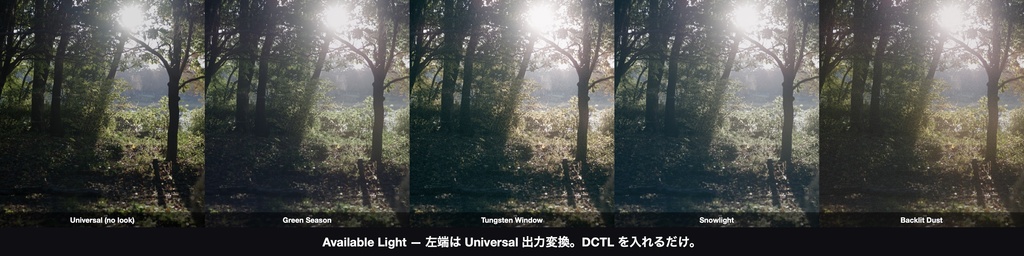 Available Light 4|DaVinci Resolve 用 そこにある光のルックDCTL(梅雨・電球・雪・逆光/11カメラ対応)