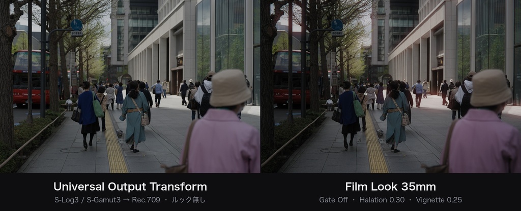 Film Look 35mm|DaVinci Resolve 用 光学テクスチャDCTL(ハレ・散乱・四隅・画角/11カメラ対応)