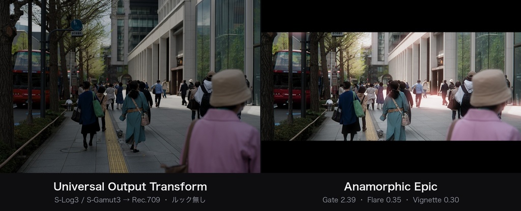 Anamorphic Epic|DaVinci Resolve 用 シネスコDCTL(2.39画角・横長ビネット・光条/11カメラ対応)